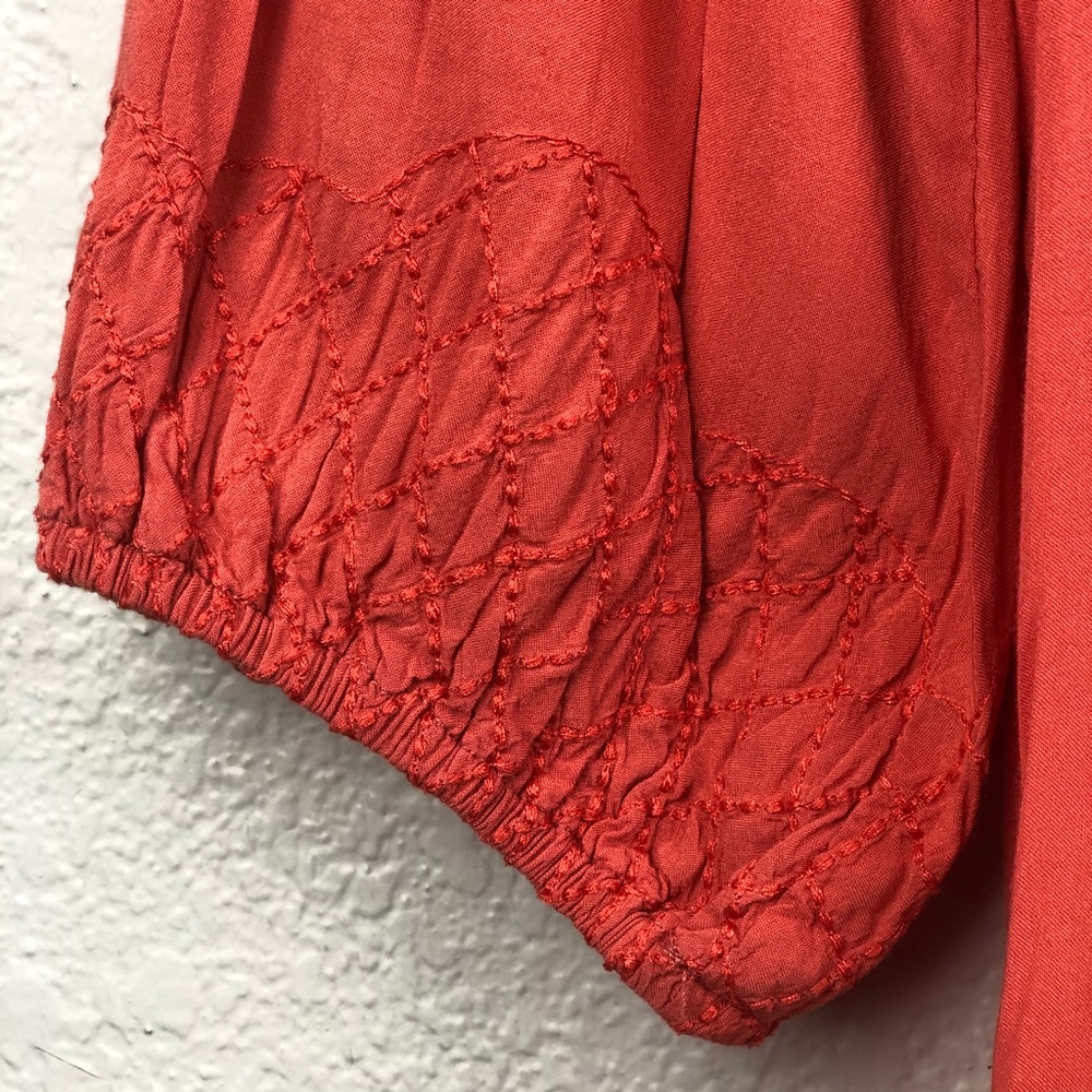 π Maria Rerio Orange-Red Boho Tunic - Picture 3 of 5